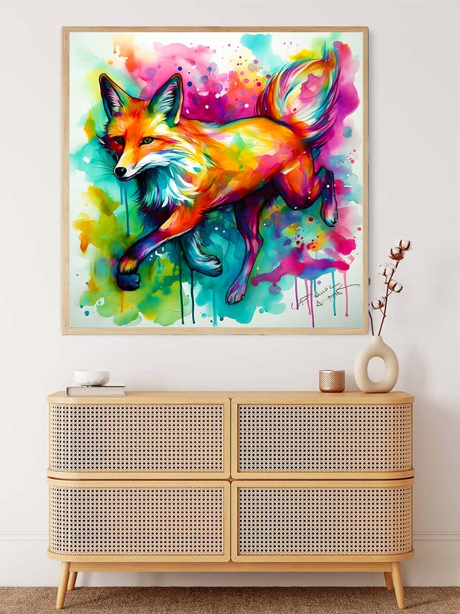 Diamond Painting - Fuchs Abstrakt - gedruckt in Ultra-HD - Fuchs, Neu eingetroffen, Quadratisch, Tiere