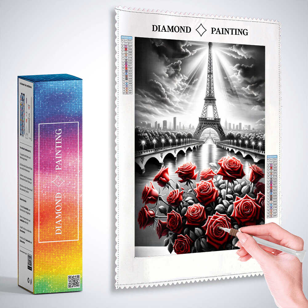 Diamond Painting - Eifelturm mit Rosen