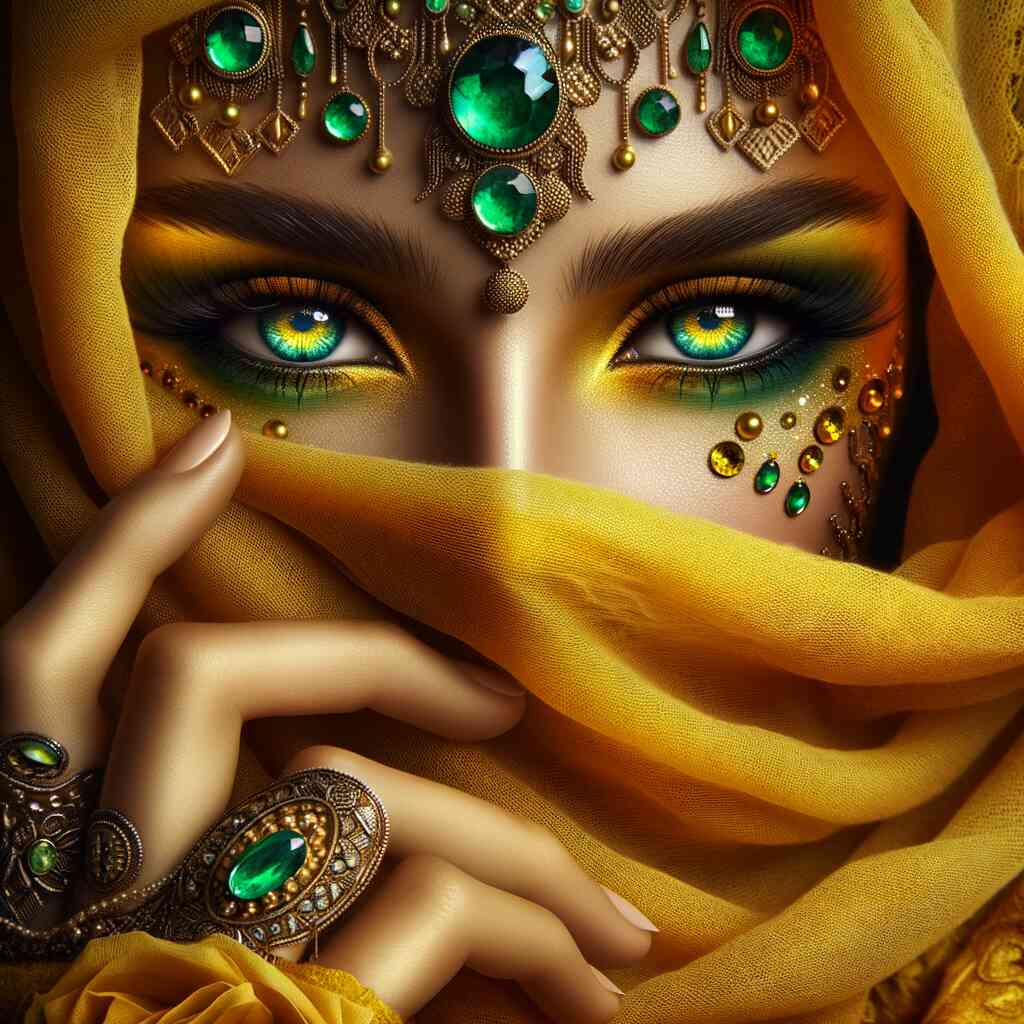 Diamond Painting - Frau mit Tuch, gelb
