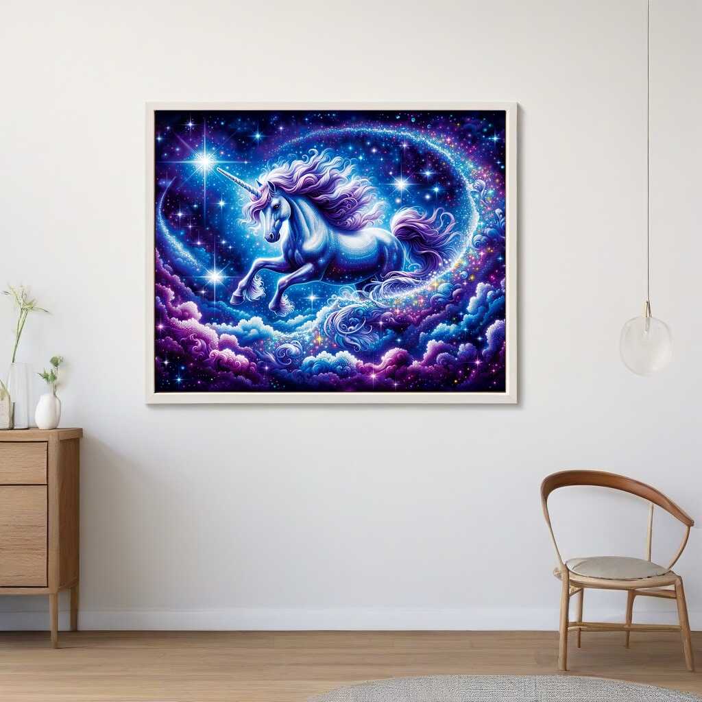 Diamond Painting - Lila, blaues Einhorn