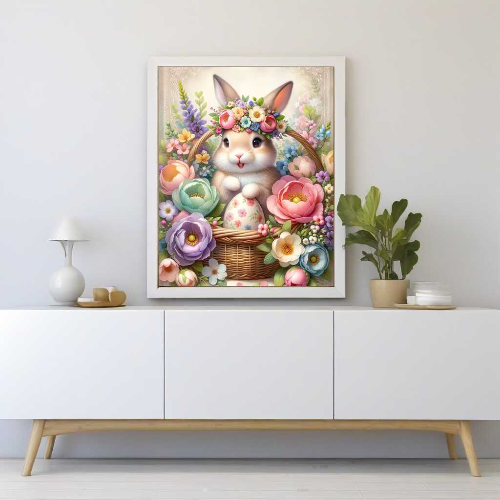 Diamond Painting - Hase in Blumenkorb