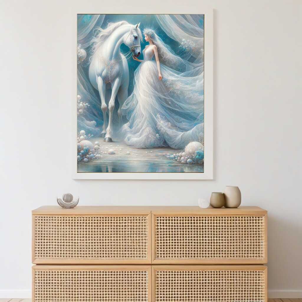 Diamond Painting - Braut mit weißem Pferd