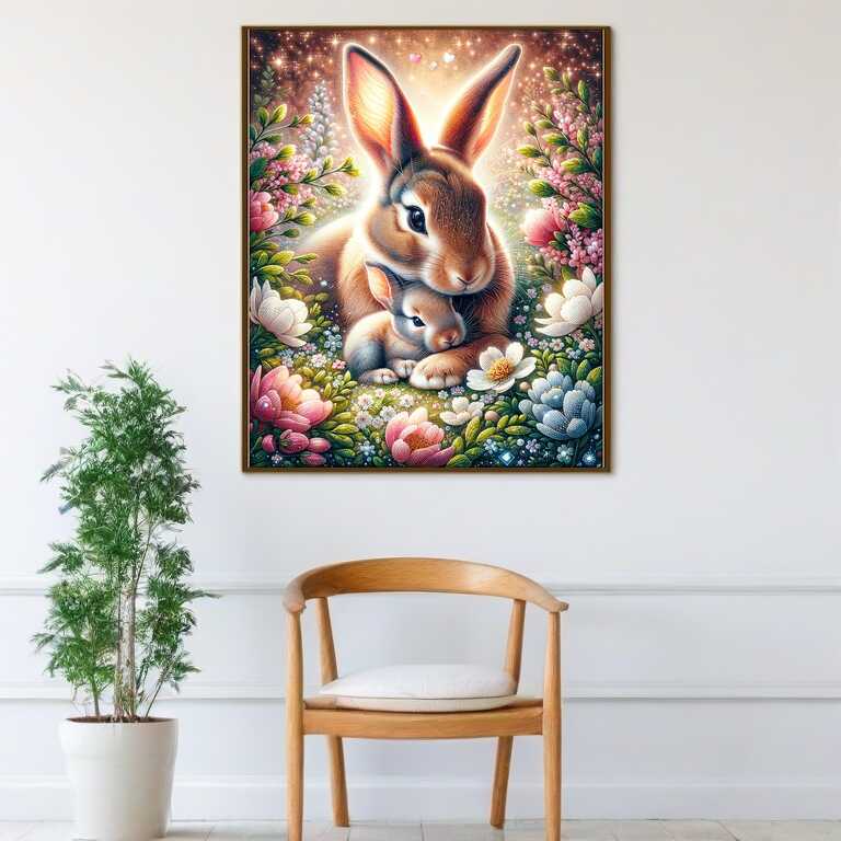 Diamond Painting - Hase Mutter und Kind