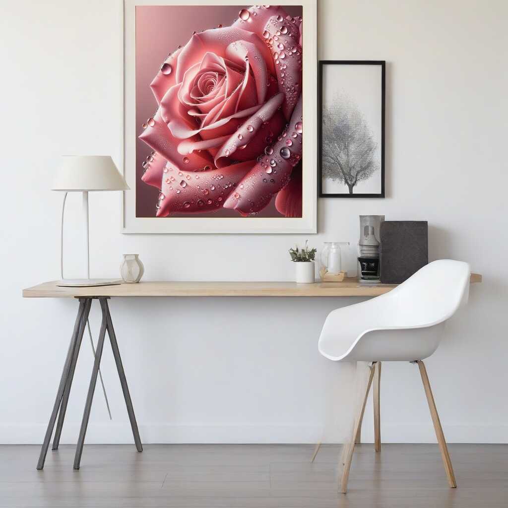 Diamond Painting - Rosa Rose, Wassertropfen