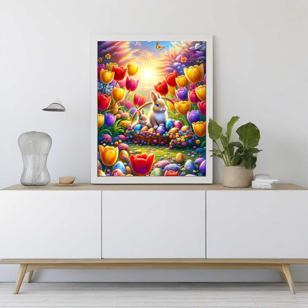 Diamond Painting - Osterhäschen mit Ostereiern