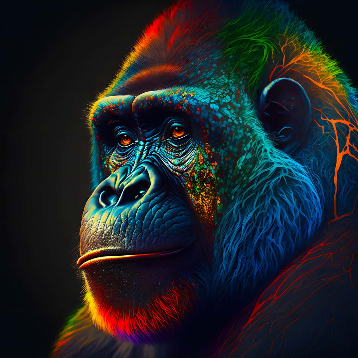 Malen nach Zahlen - Gorilla Nachdenklich - hochwertige Leinwand - 170523, Affe, Neu eingetroffen, Quadratisch, Tiere