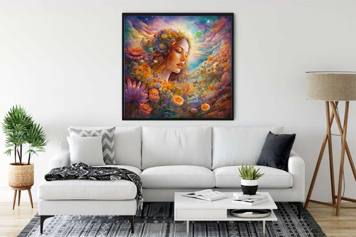Diamond Painting - Blumenmädchen im Garten - gedruckt in Ultra-HD - bekannte künstler, Josephine Wall, Neu eingetroffen, Quadratisch