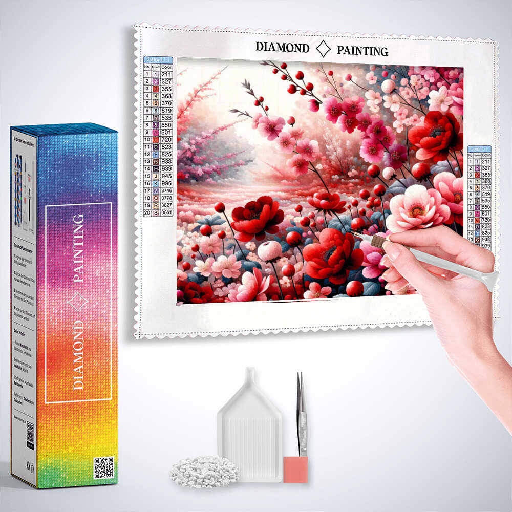 Diamond Painting - Roter Blütentraum