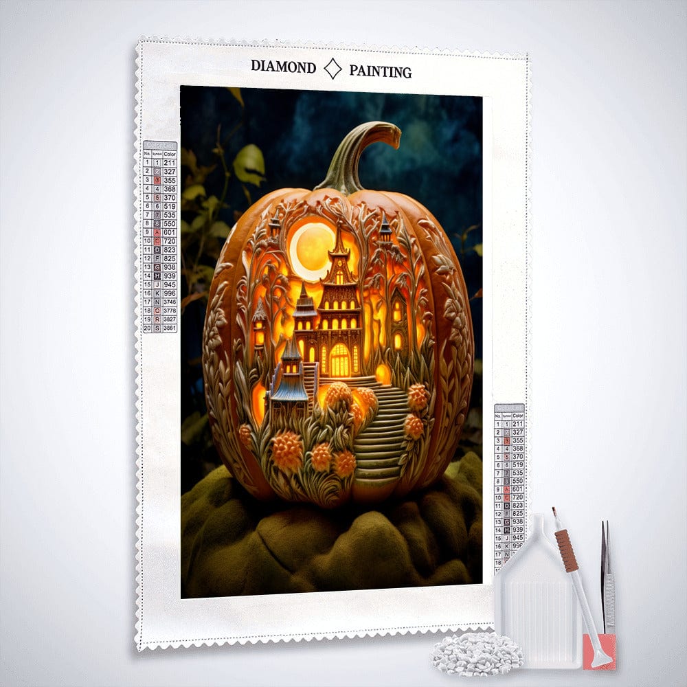 Diamond Painting - Halloween, beleuchteter Kürbis