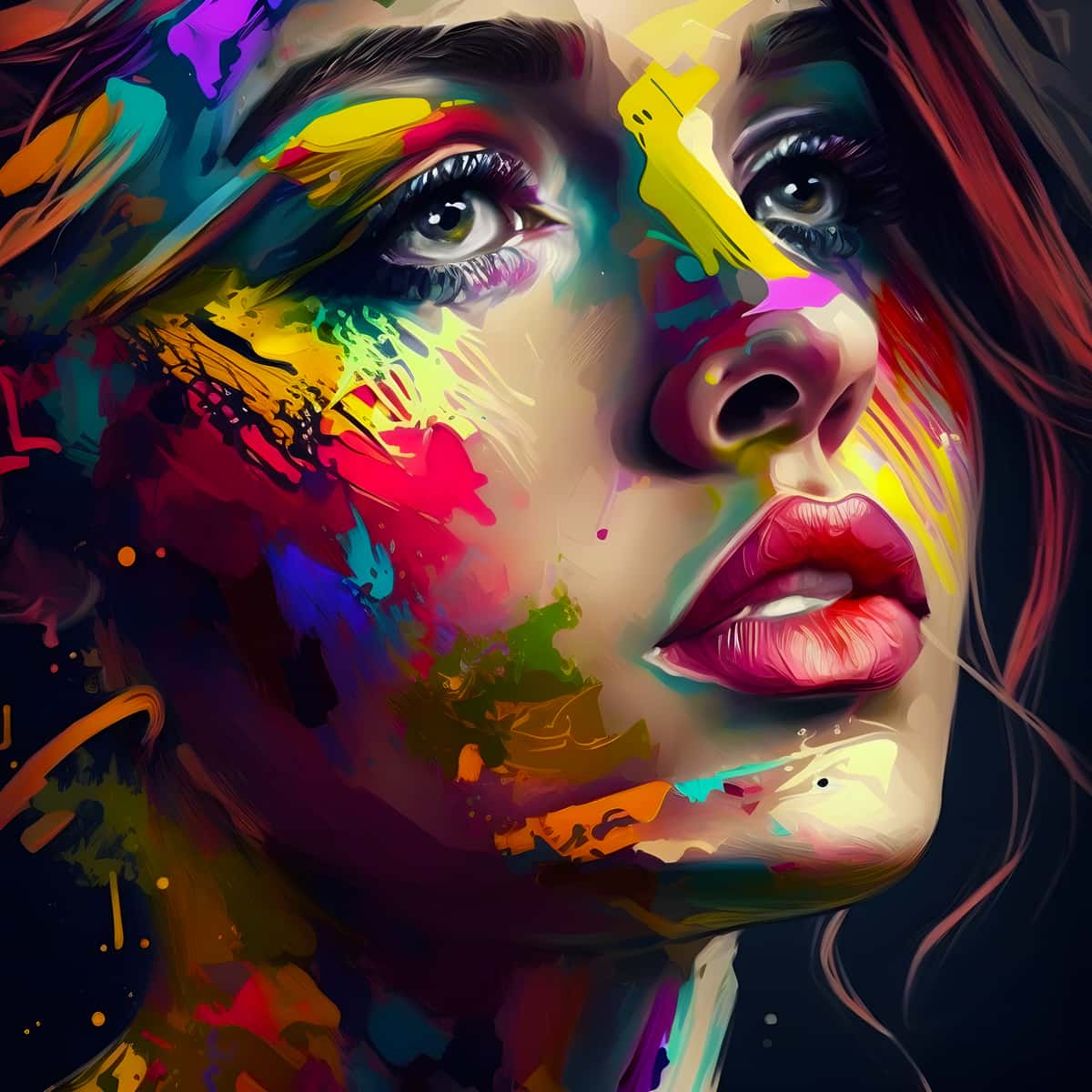 AB Diamond Painting - Frau mit Farben - gedruckt in Ultra-HD - AB Diamond, Menschen, Neu eingetroffen, Quadratisch