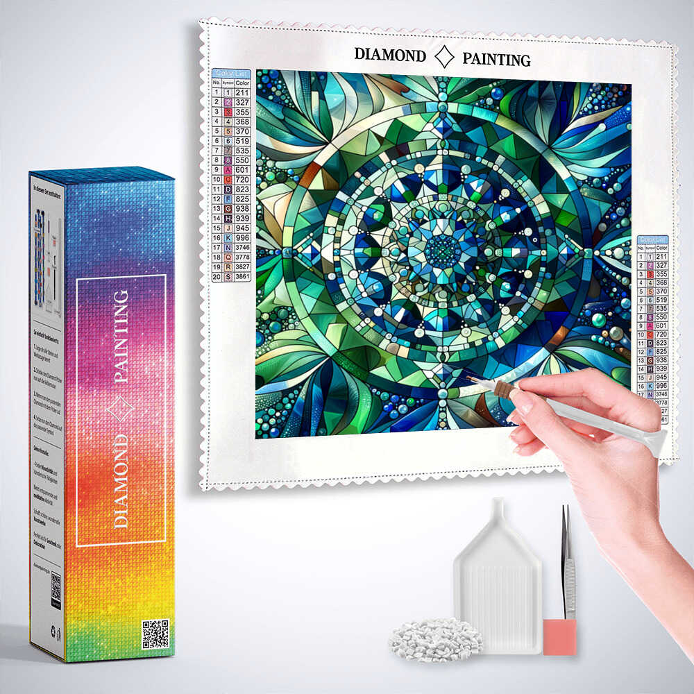 Diamond Painting - Mandala in Grün und Blau