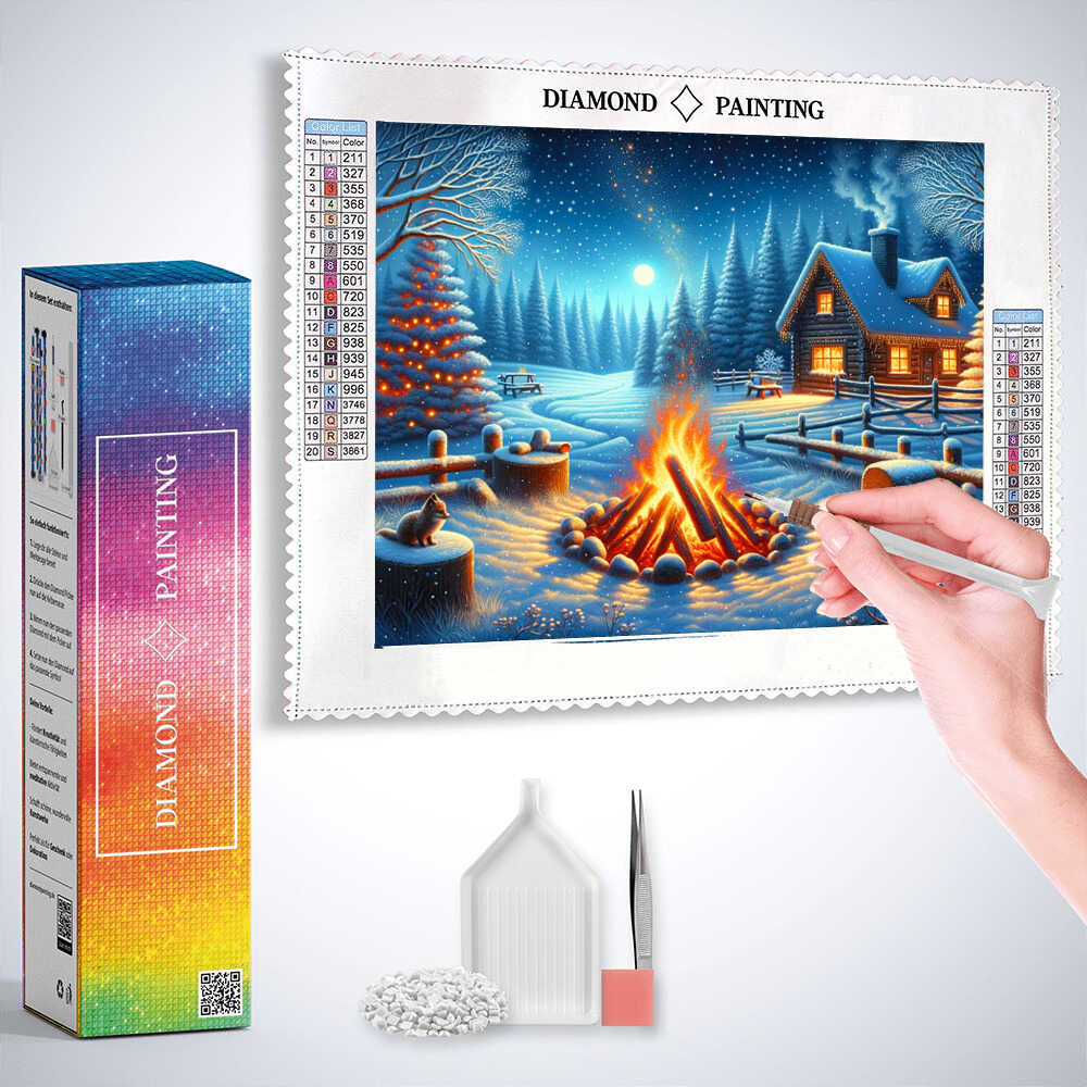 Diamond Painting - Lagerfeuer im Winter