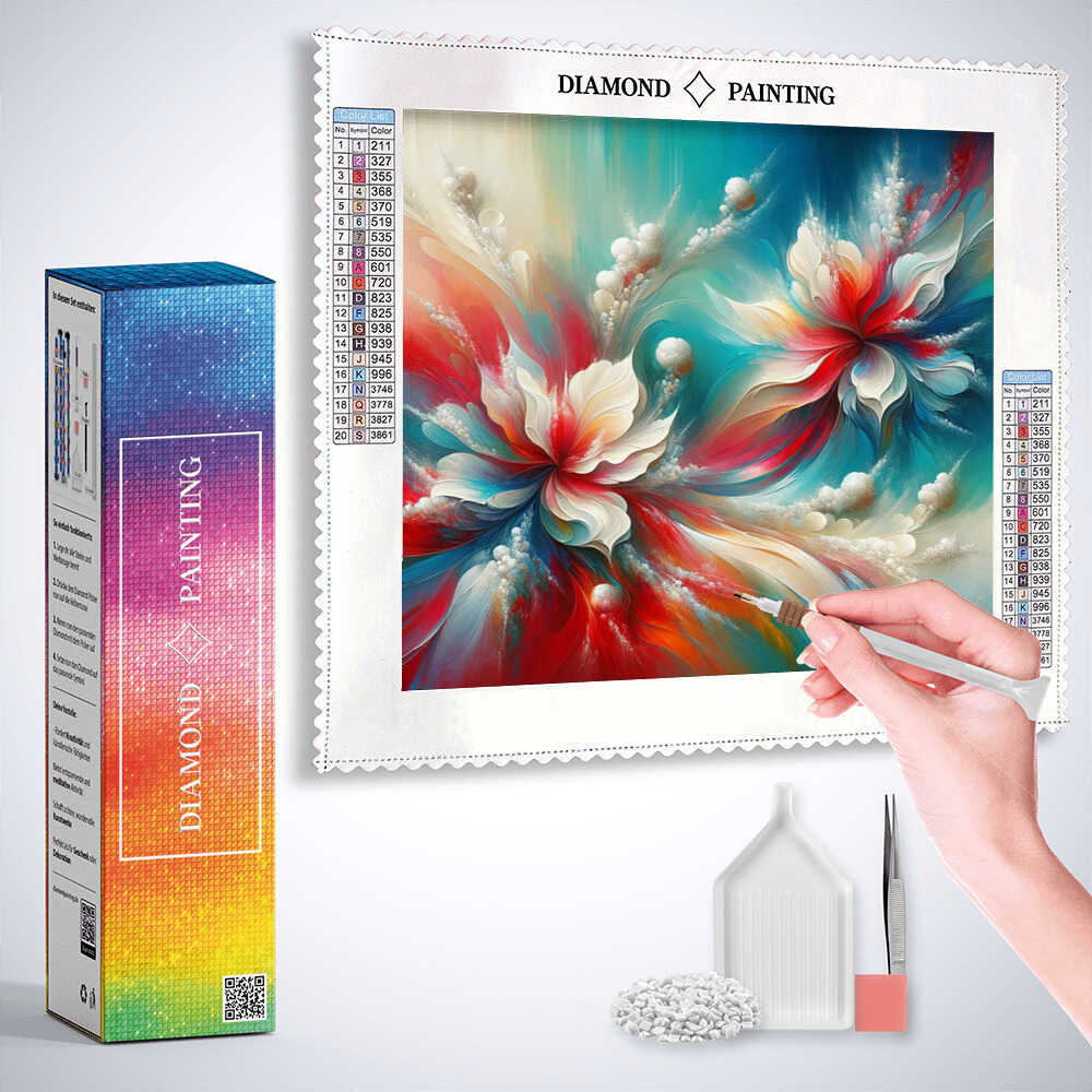 Diamond Painting - Abstrakte Blumen, bunt