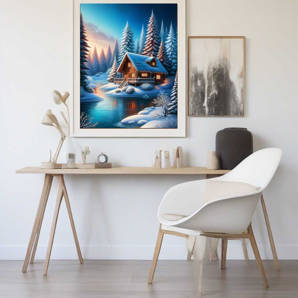 Diamond Painting - Hütte im Winterland