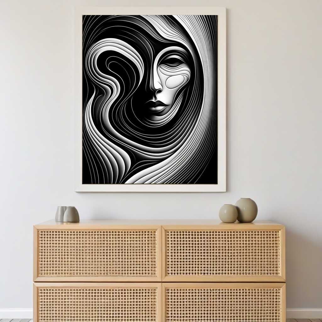 Diamond Painting - Abstrakte Frau schwarz und weiß