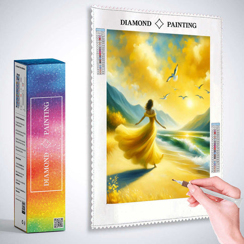 Diamond Painting - Frau in gelben Kleid