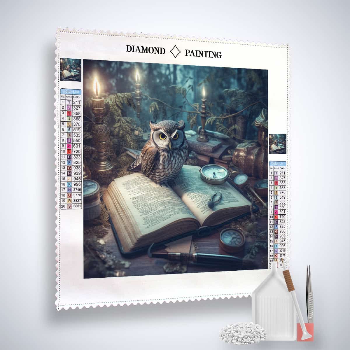 Diamond Painting - Eule auf Buch - gedruckt in Ultra-HD - eule, fantasy, harry potter, Neu eingetroffen, Quadratisch, tiere