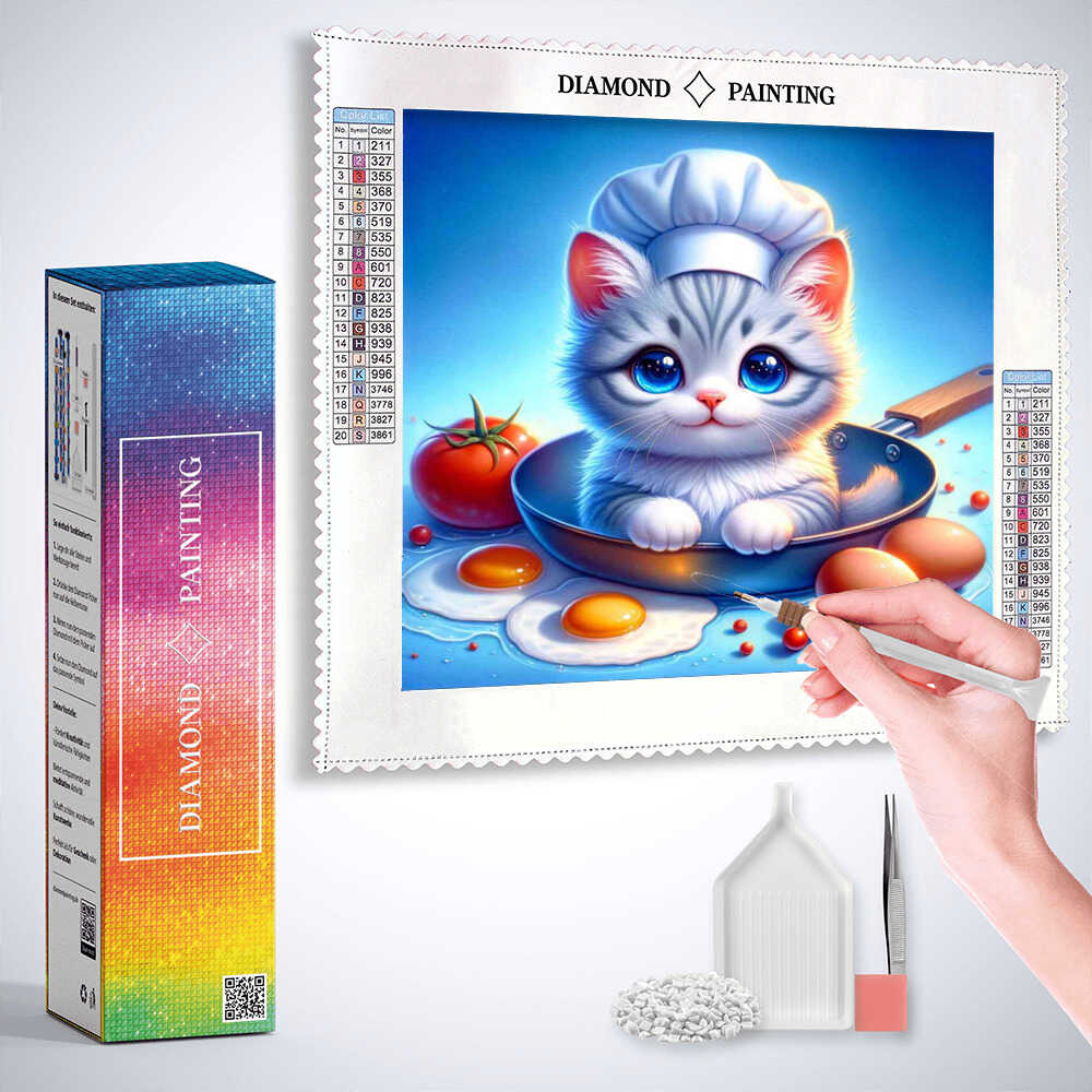 Diamond Painting - Chefkoch Kätzchen, Cartoon