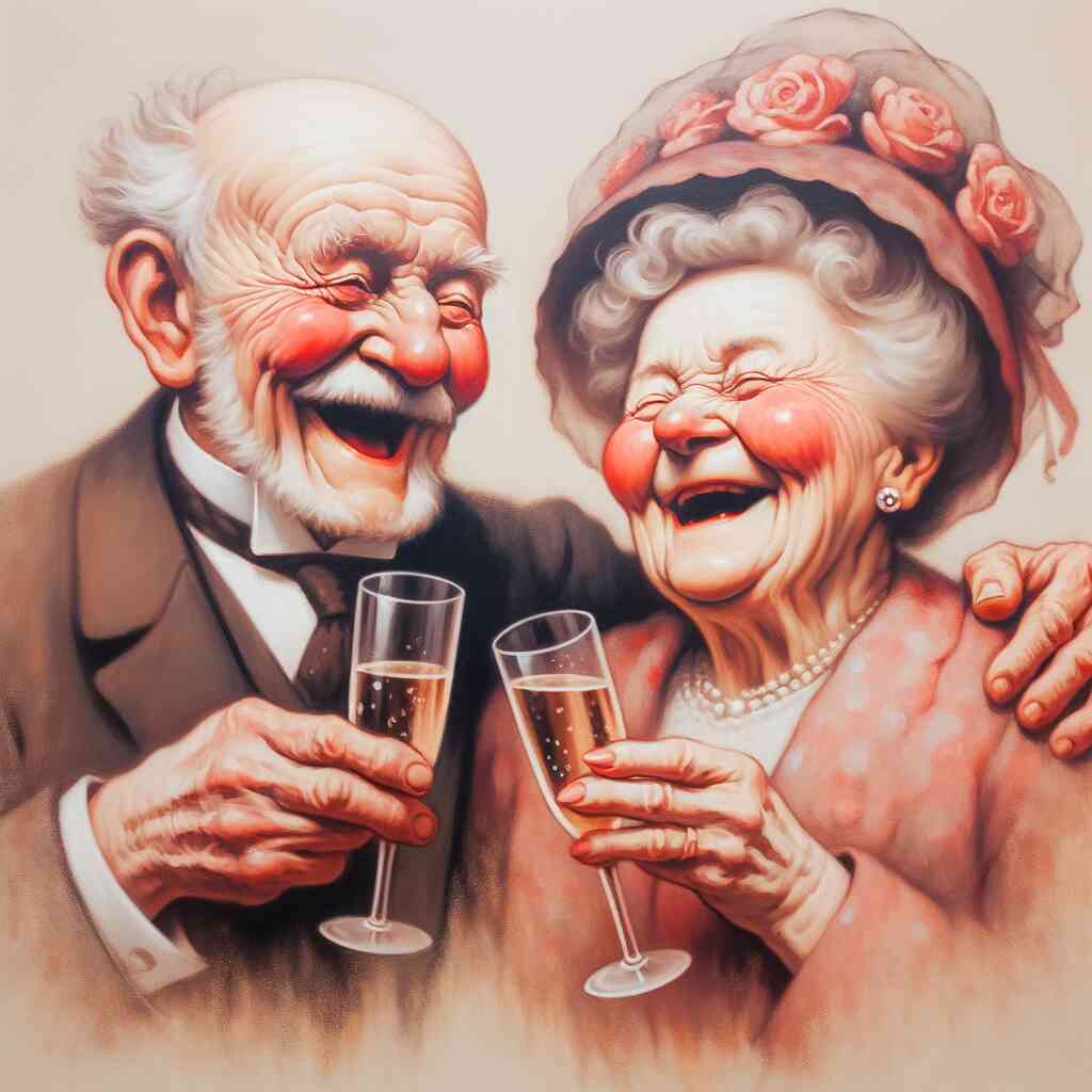 Diamond Painting - Opa und Oma mit Glas