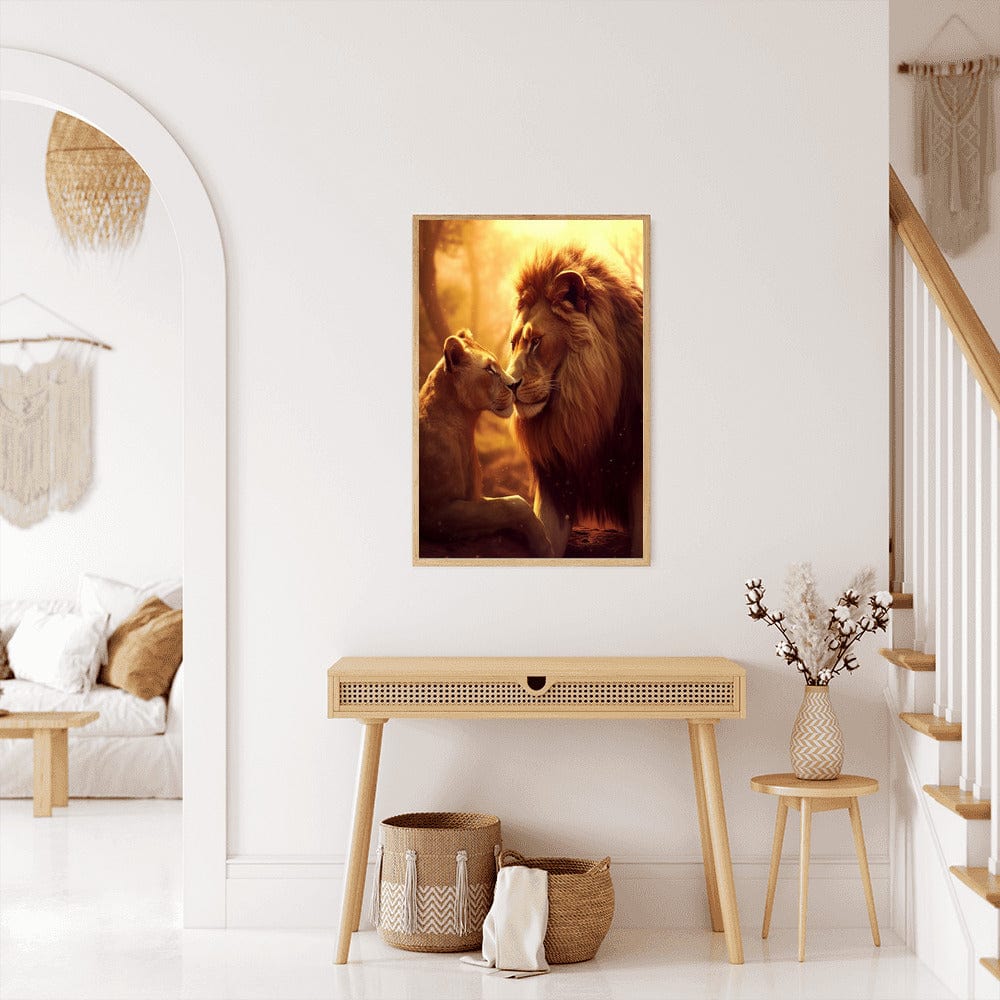 Diamond Painting - Löwe und Löwin schmusen