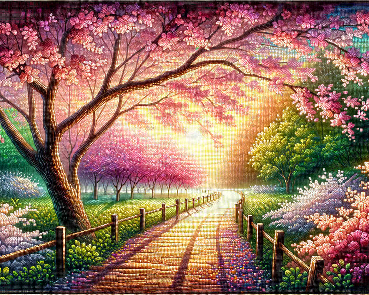 Diamond Painting - Romantischer Kirschbaumweg