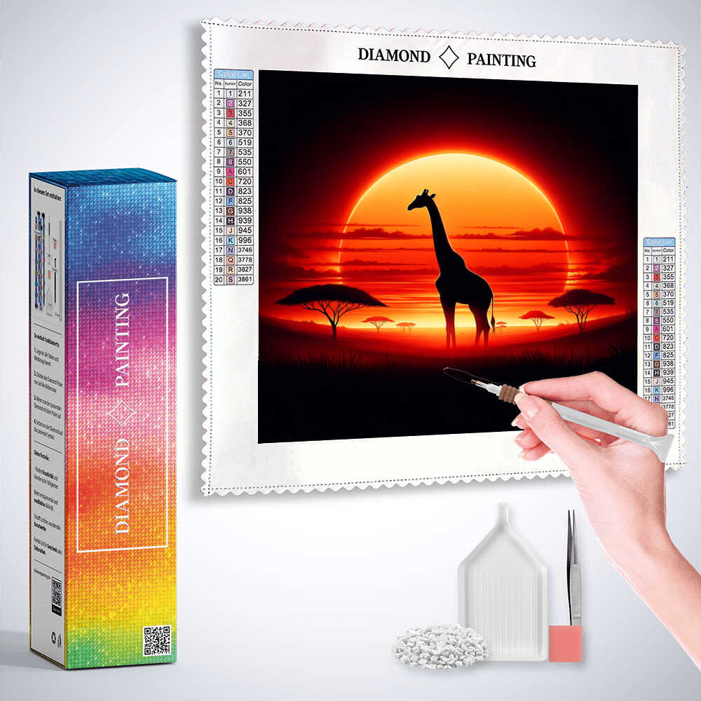 Diamond Painting - Giraffe vor der Sonne