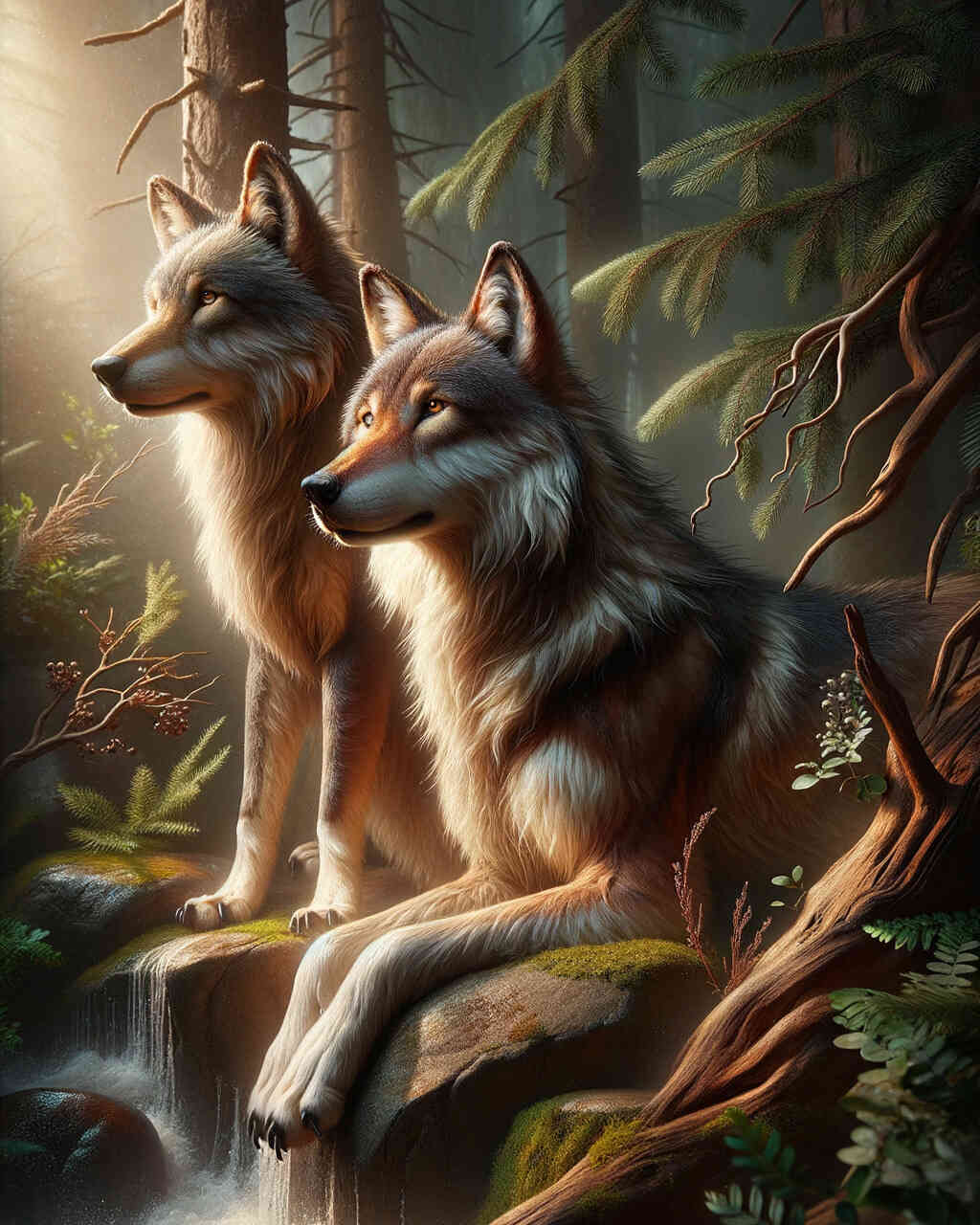 Diamond Painting - Wölfe auf Felsen