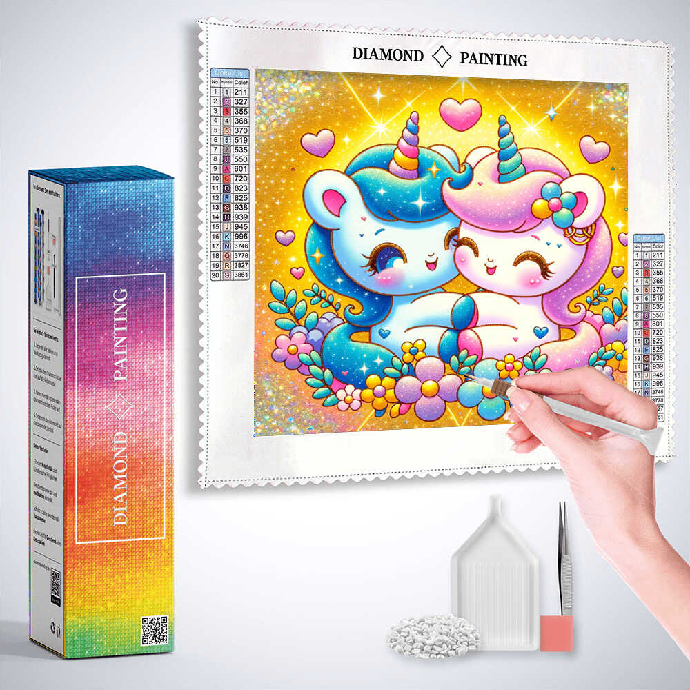 Diamond Painting - Einhornliebe, Cartoon
