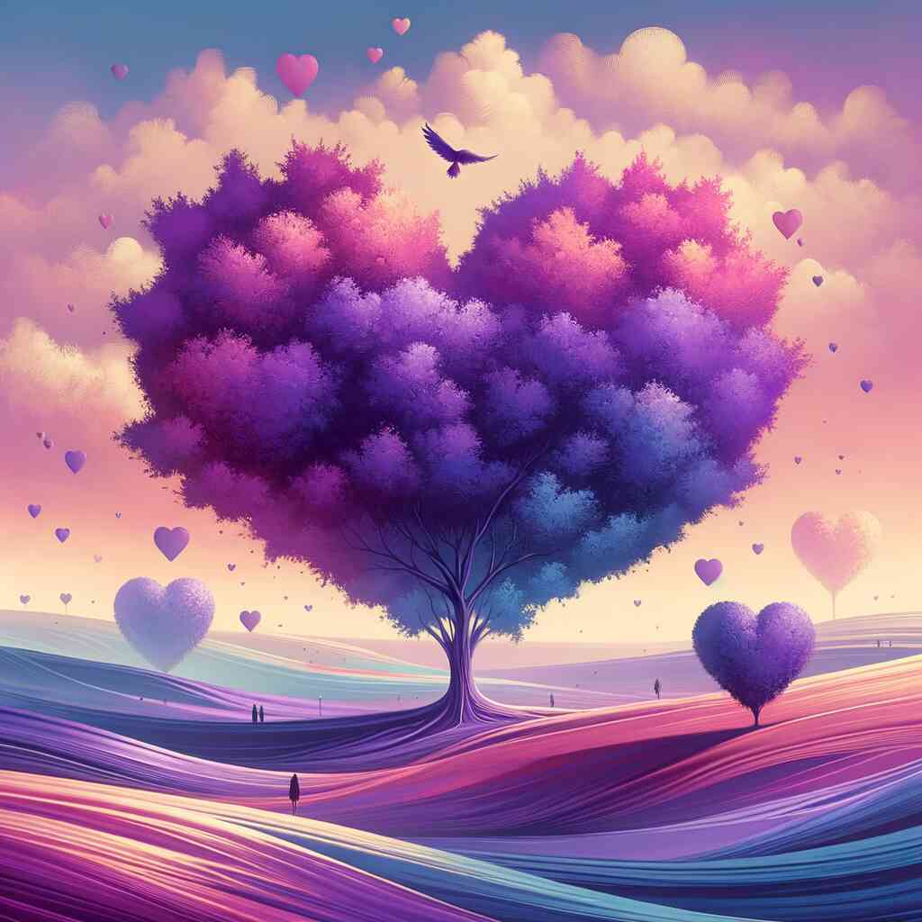 Diamond Painting - Herzbaum Lila