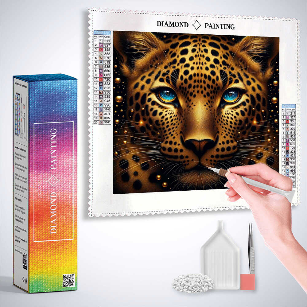 Diamond Painting - Leopard mit blauen Augen