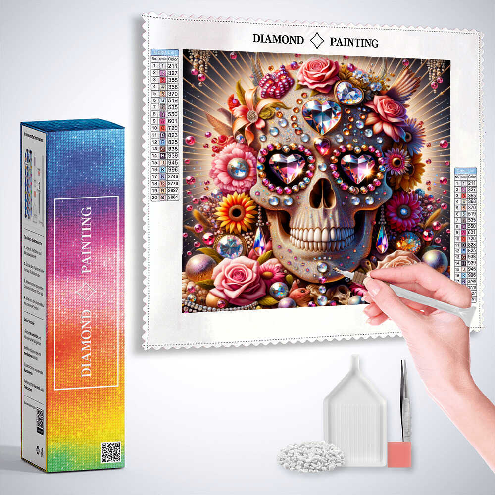 Diamond Painting - Totenkopf mit Schleife