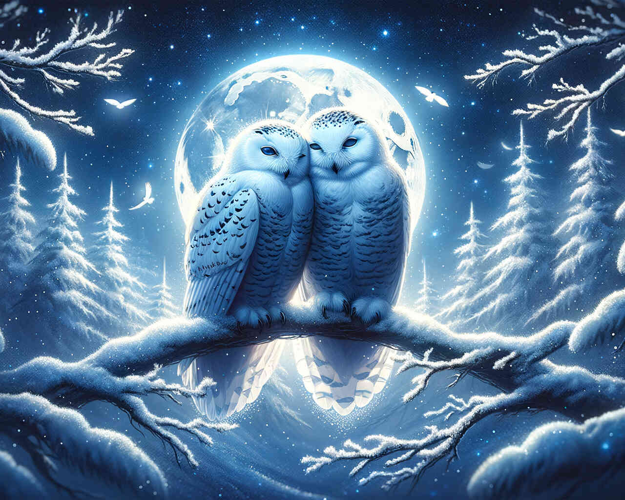 Diamond Painting - Schneeeulen Pärchen