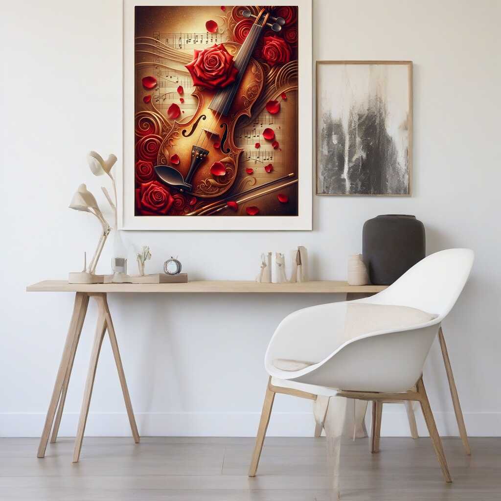 Diamond Painting - Geige mit Rose