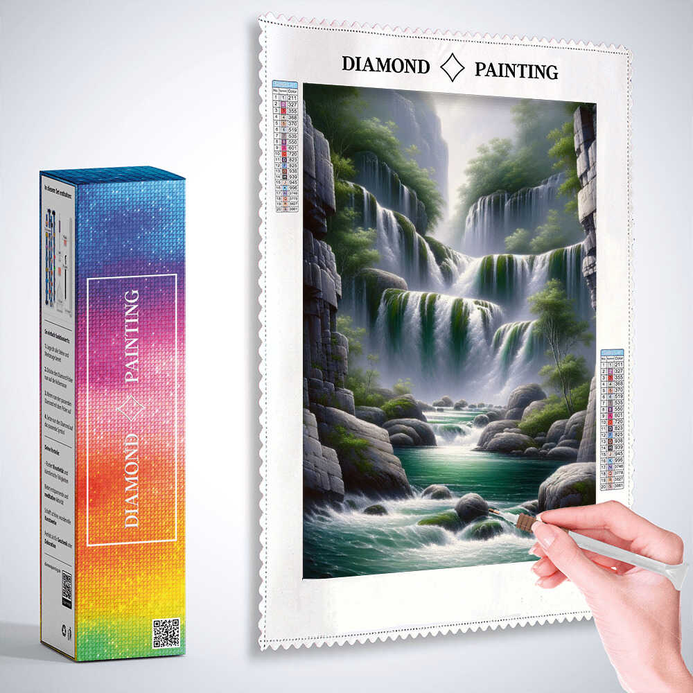 Diamond Painting - Wasserfall Felsen