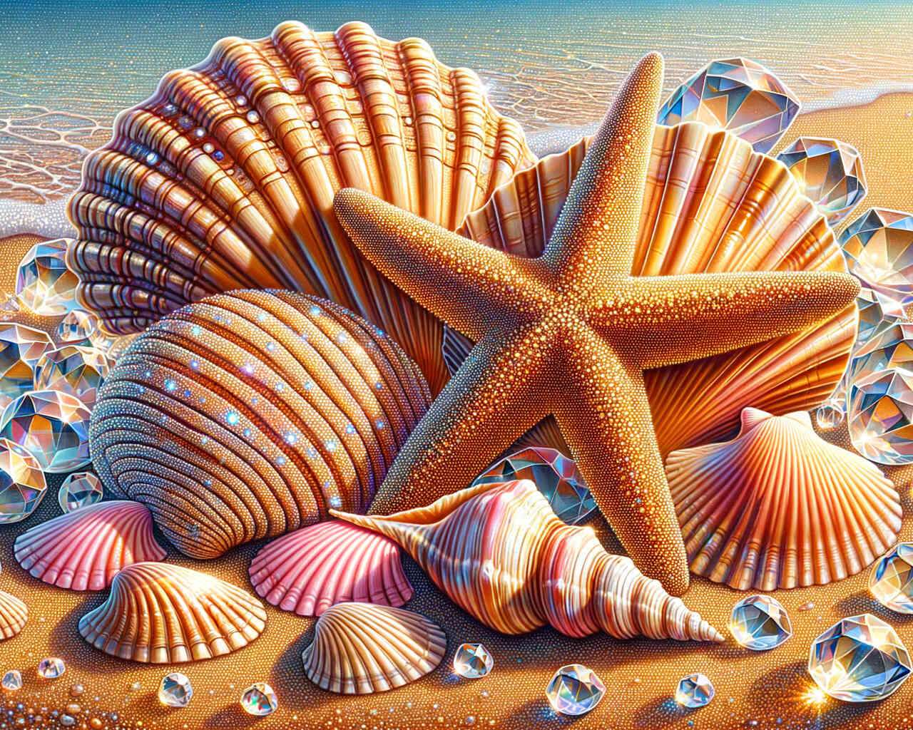 Diamond Painting - Seestern und Muschel