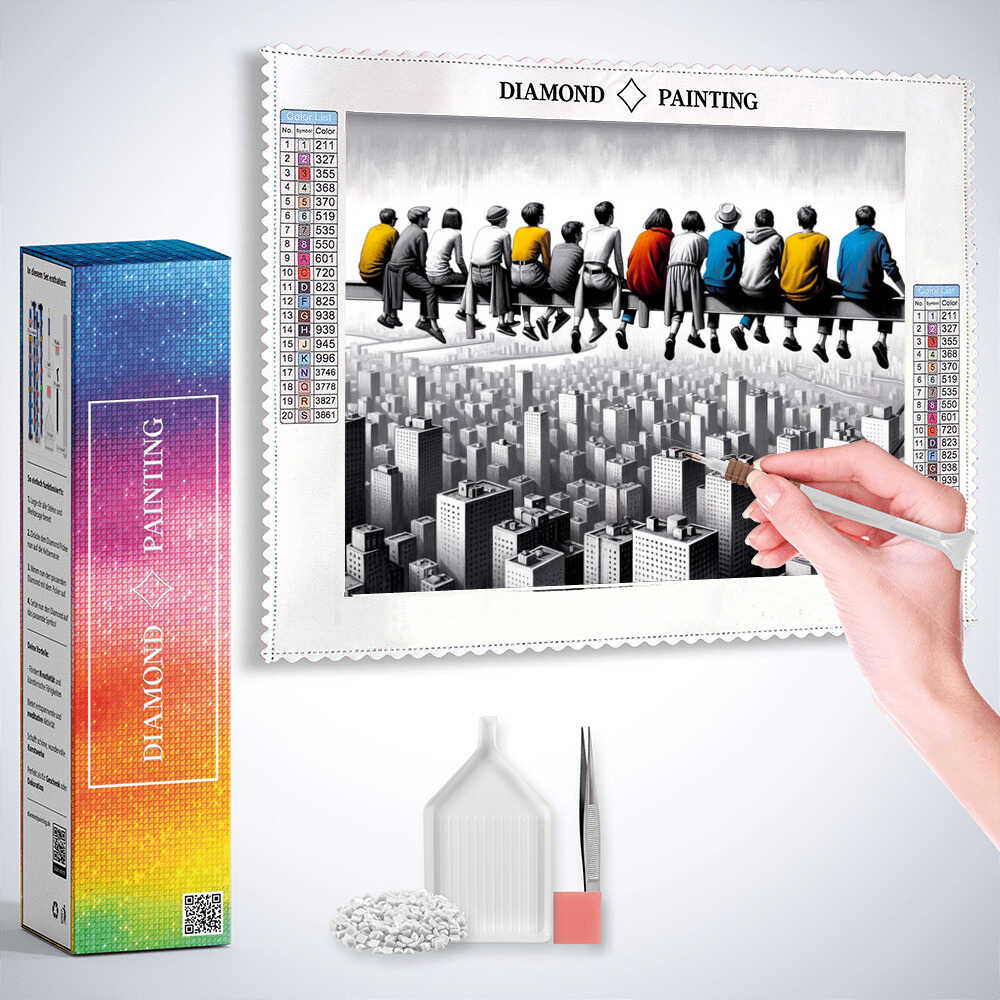 Diamond Painting - Menschen über der Stadt