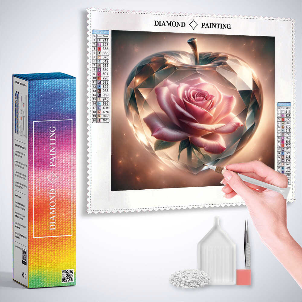 Diamond Painting - Glas Apfel rosa Rose