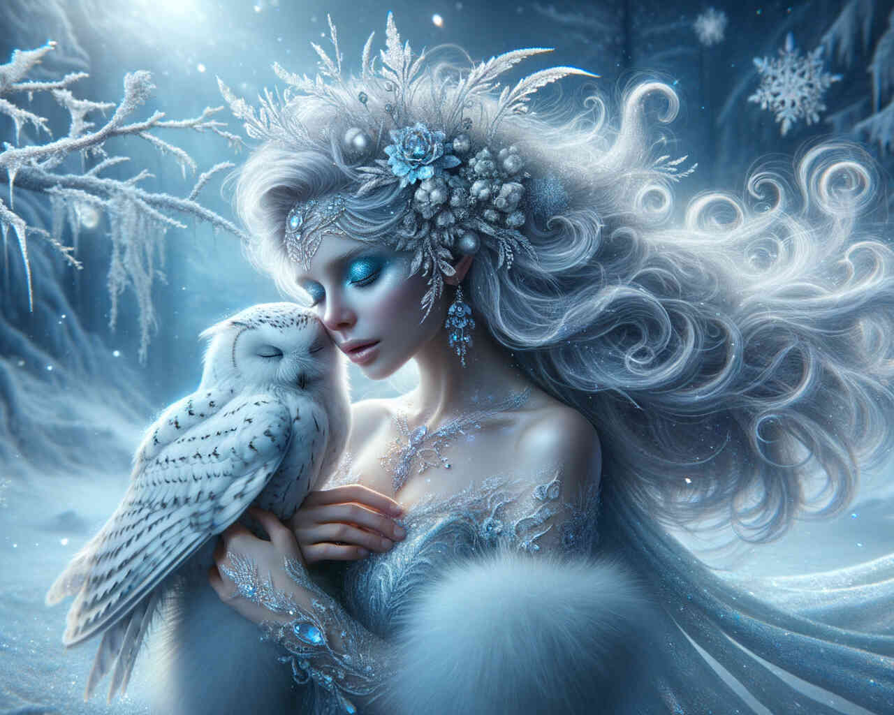 Diamond Painting - Eisfee mit Schneeeule