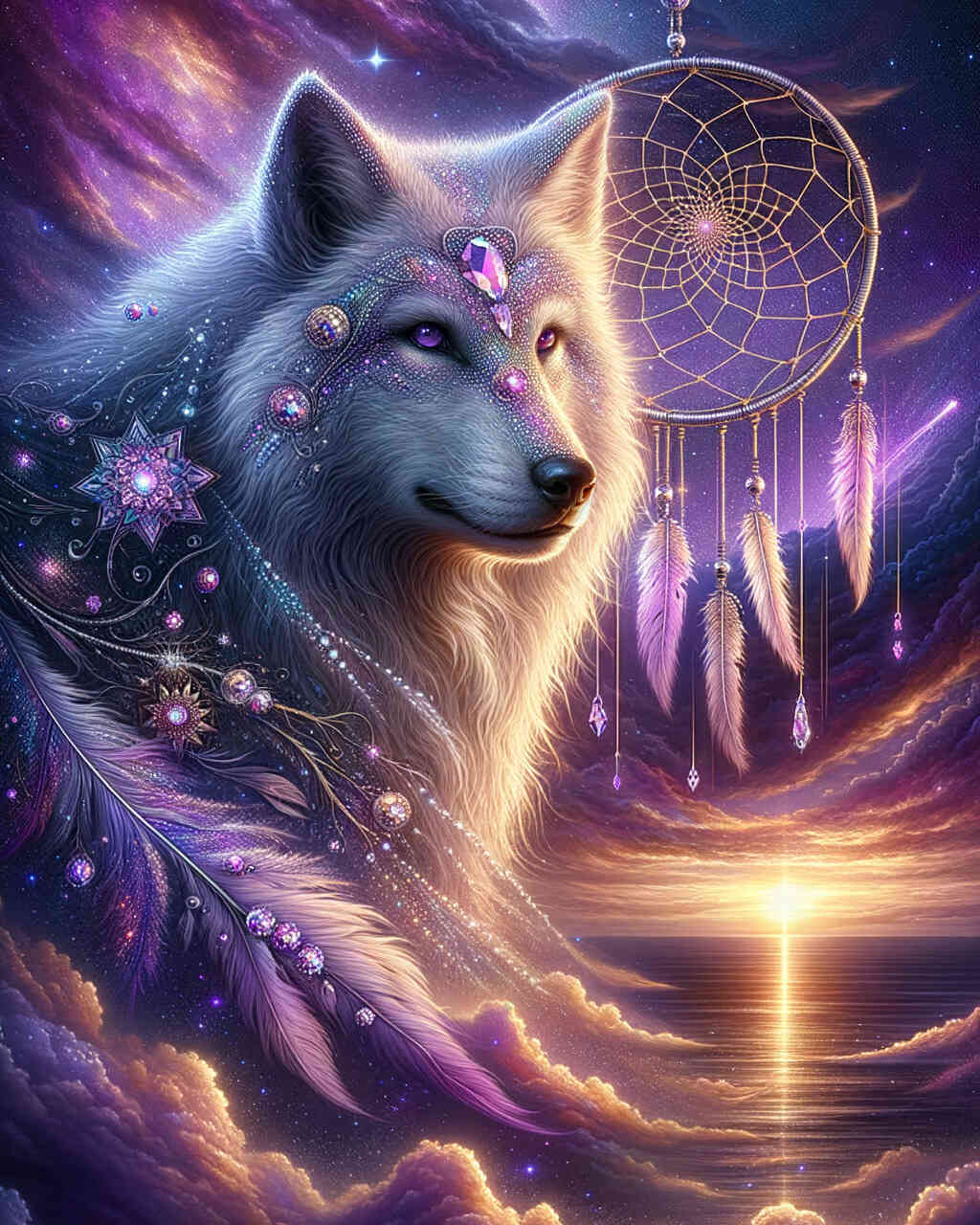 Diamond Painting - Tag und Nacht Wolf