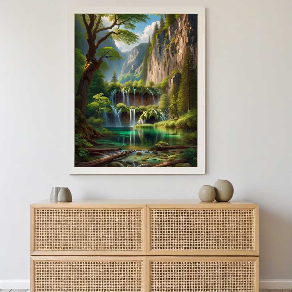 Diamond Painting - Bergsee mit Wasserfall