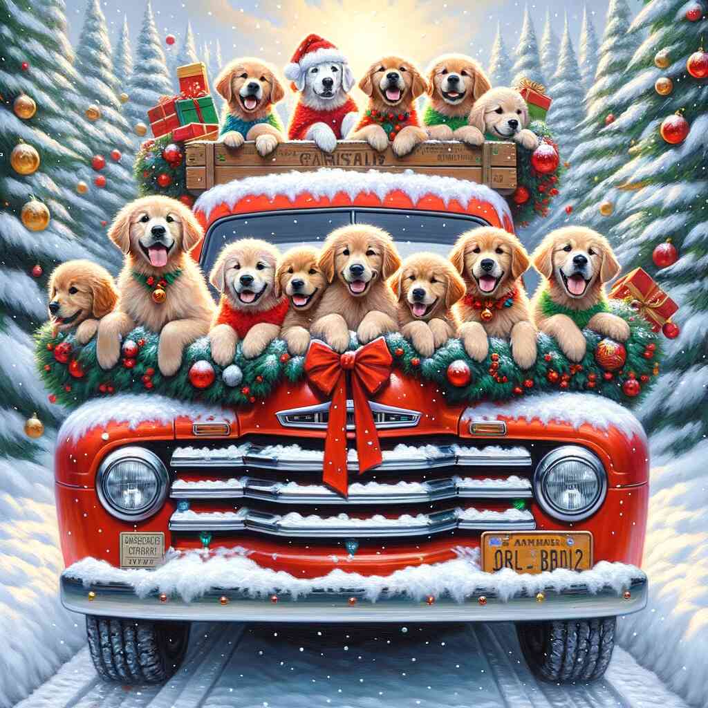 Diamond Painting - Goldenretriever Weihnachten