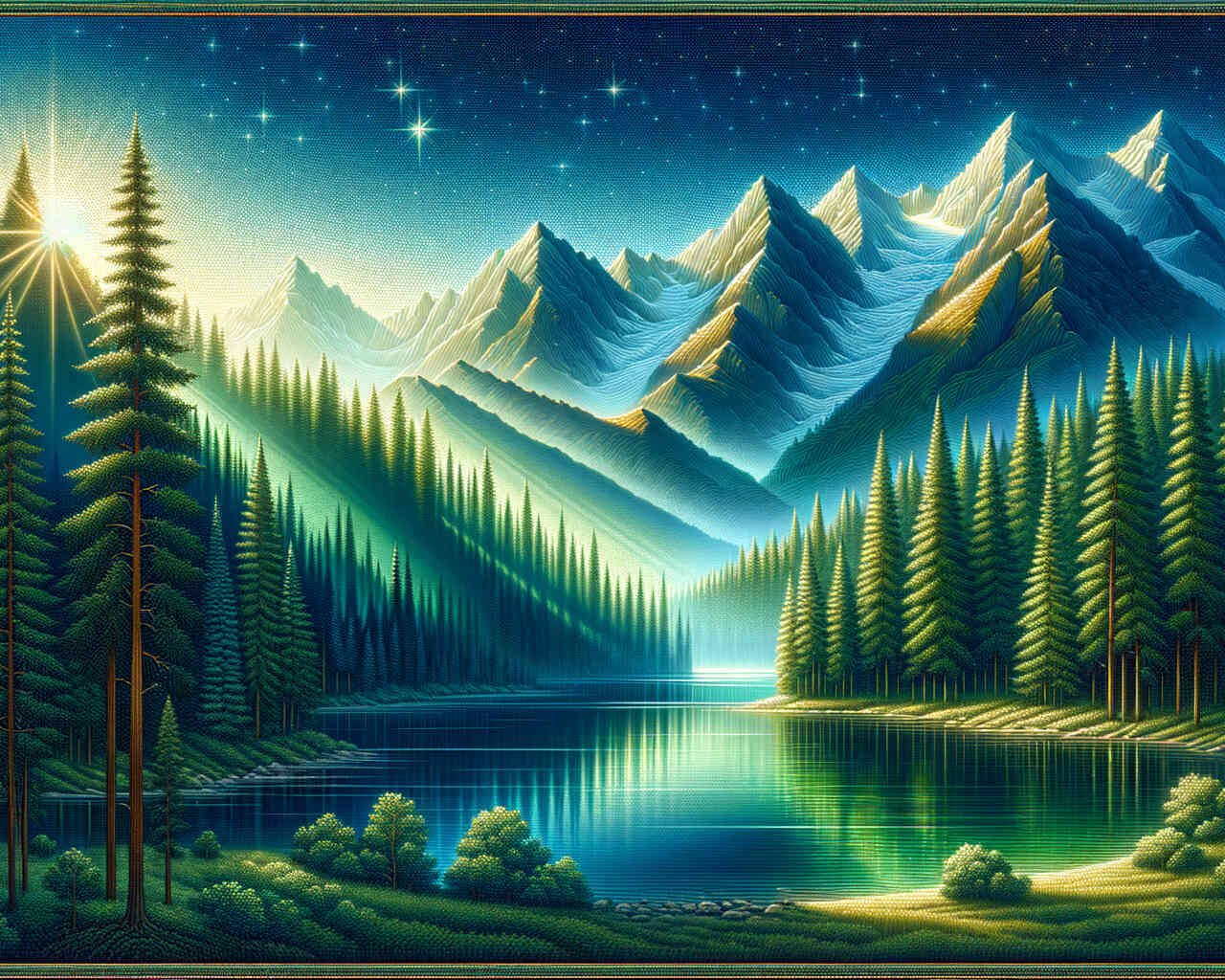 Diamond Painting - Berge und Waldsee
