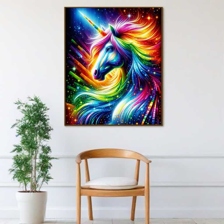 Diamond Painting - Regenbogenpferd mit Mähne