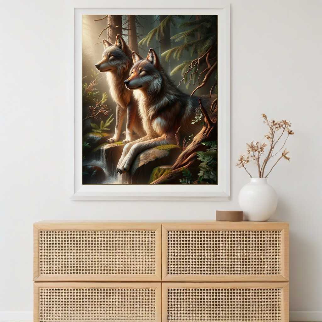 Diamond Painting - Wölfe auf Felsen