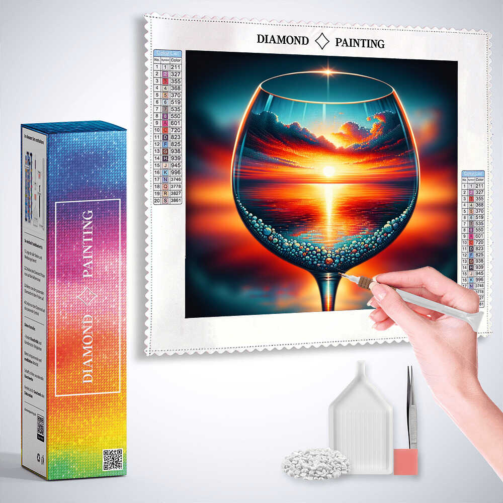 Diamond Painting - Sonnenuntergang durch Gläser