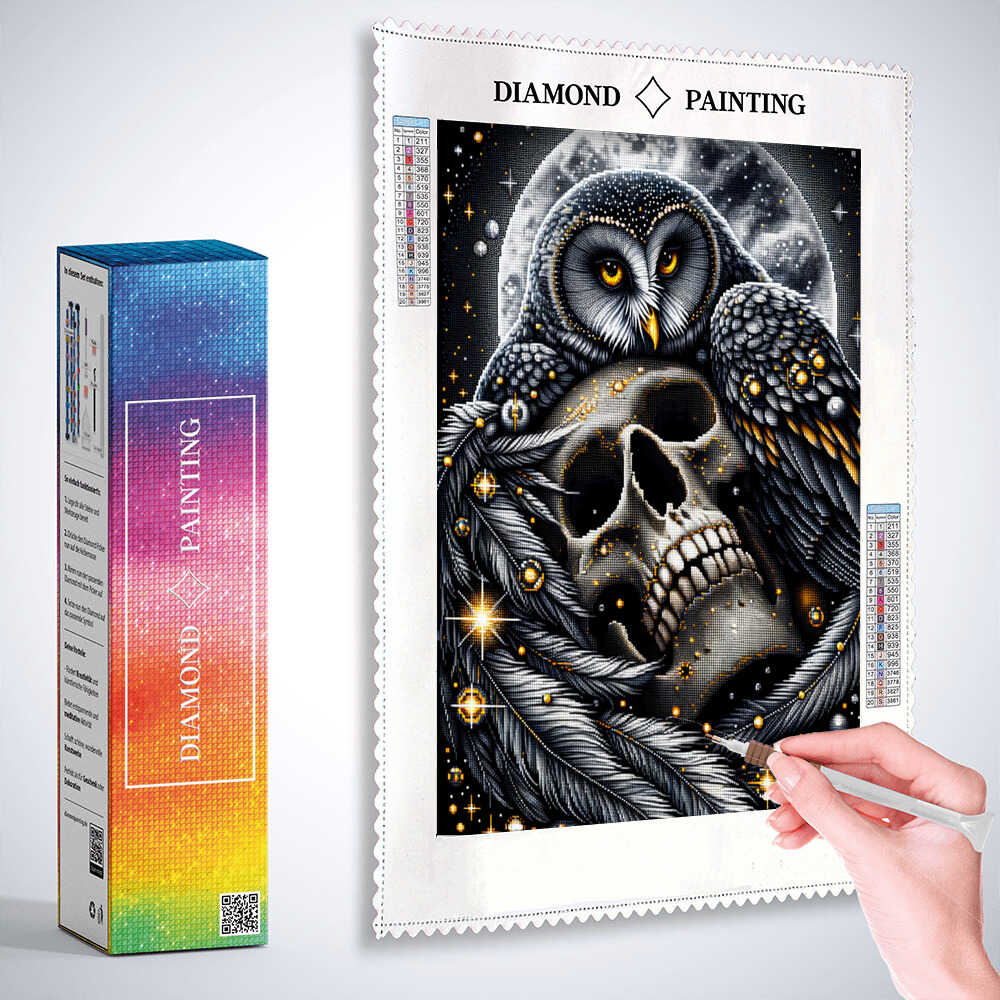 Diamond Painting - Totenkopf mit Eule