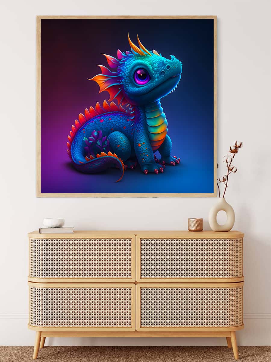 Diamond Painting - Neugieriger Drache - gedruckt in Ultra-HD - Drache, Fantasy, Neu eingetroffen, Quadratisch