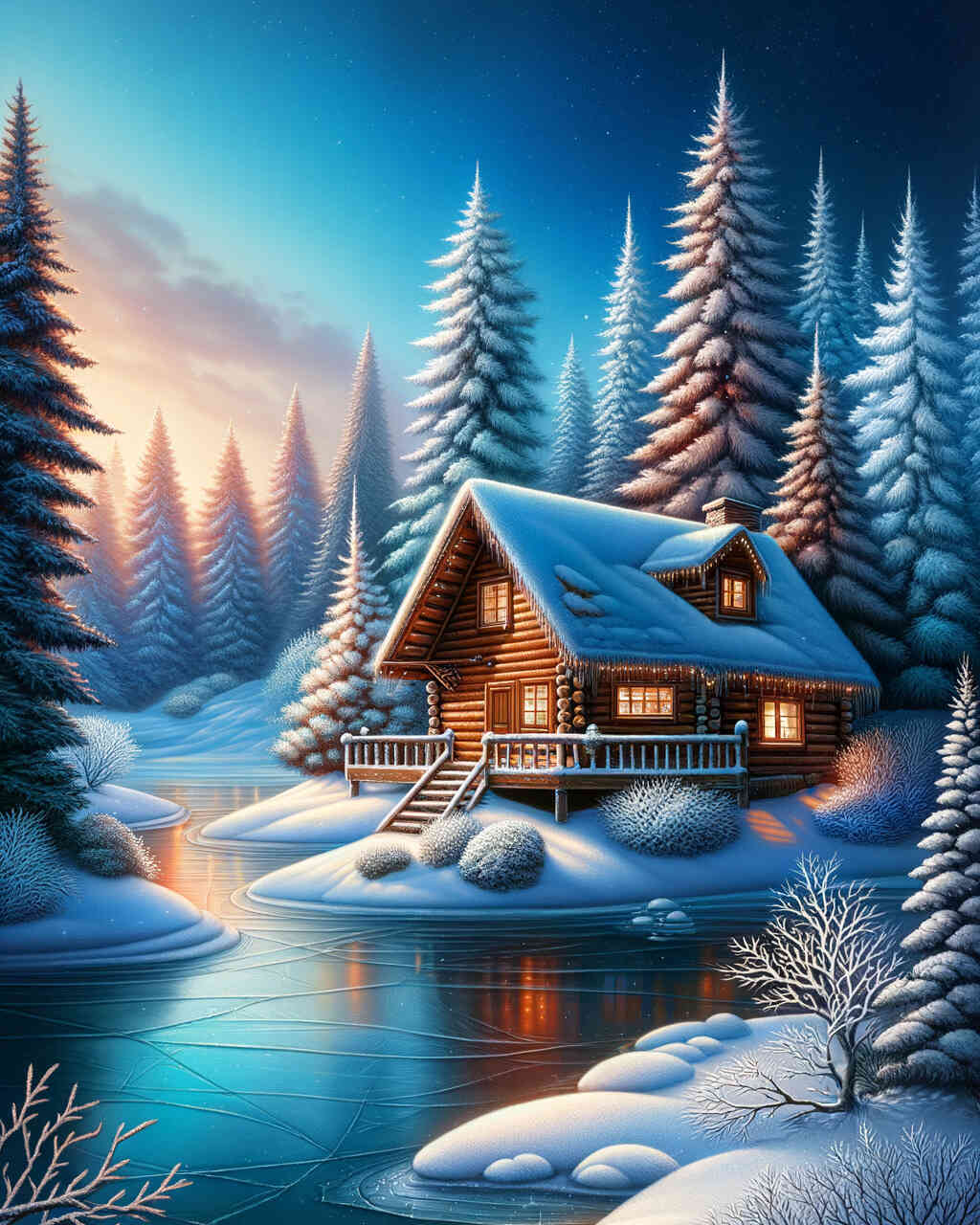 Diamond Painting - Hütte im Winterland