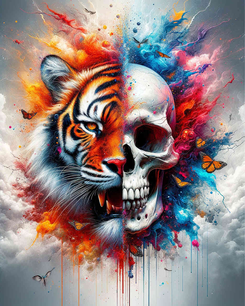 Diamond Painting - Totenkopf und Tiger