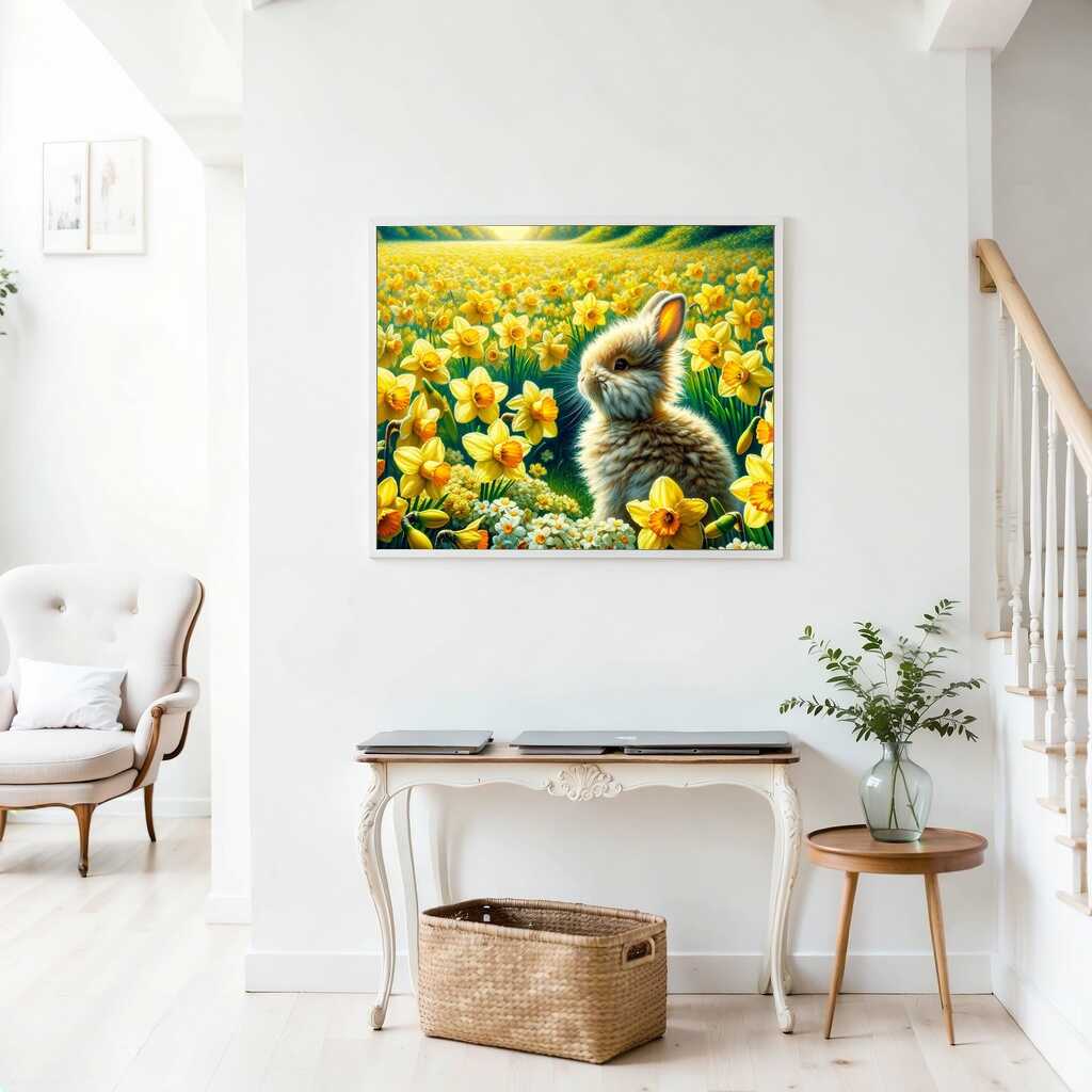 Diamond Painting - Hase vor Narzissen